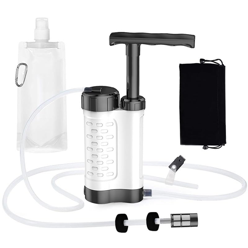 Portable Water Purifier Straw - Personal Water Filter for Hiking, Camping, Travel & Outdoor Adventures | Emergency Survival Gear | Lightweight & Compact Design (White)