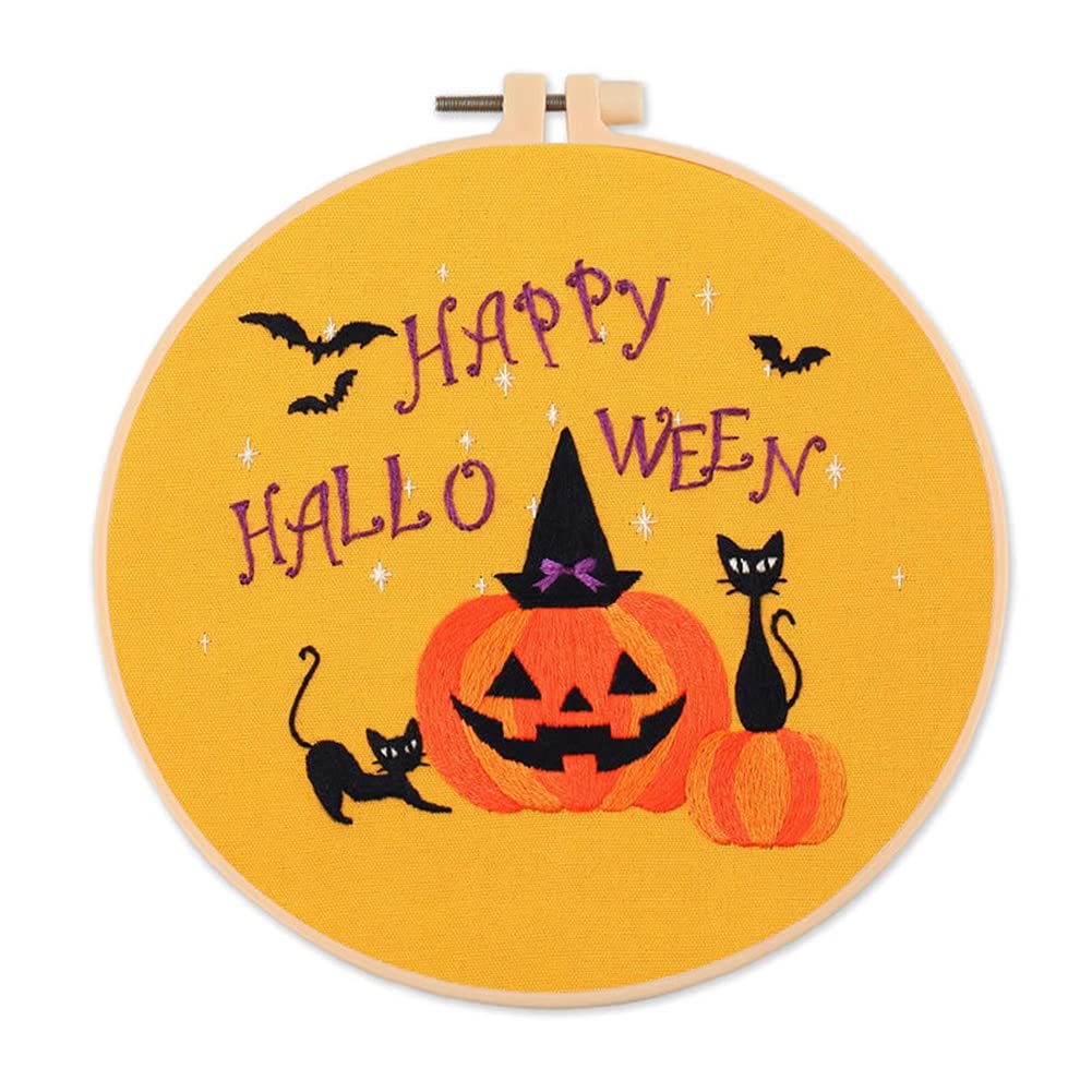 Ruipunuosi Christmas & Halloween DIY Embroidery Starter Kit - Floral & Plant Patterns with Fabric, Colored Threads & Tools | Perfect for Holiday Crafts, Home Decor & Gift Making