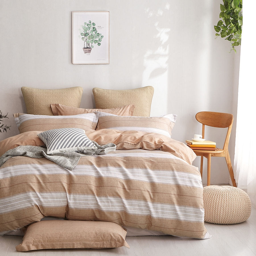 Ardor Henley SAND Quilt Cover Set - Soft Luxury Bedding for Master Bedroom & Guest Room Decor