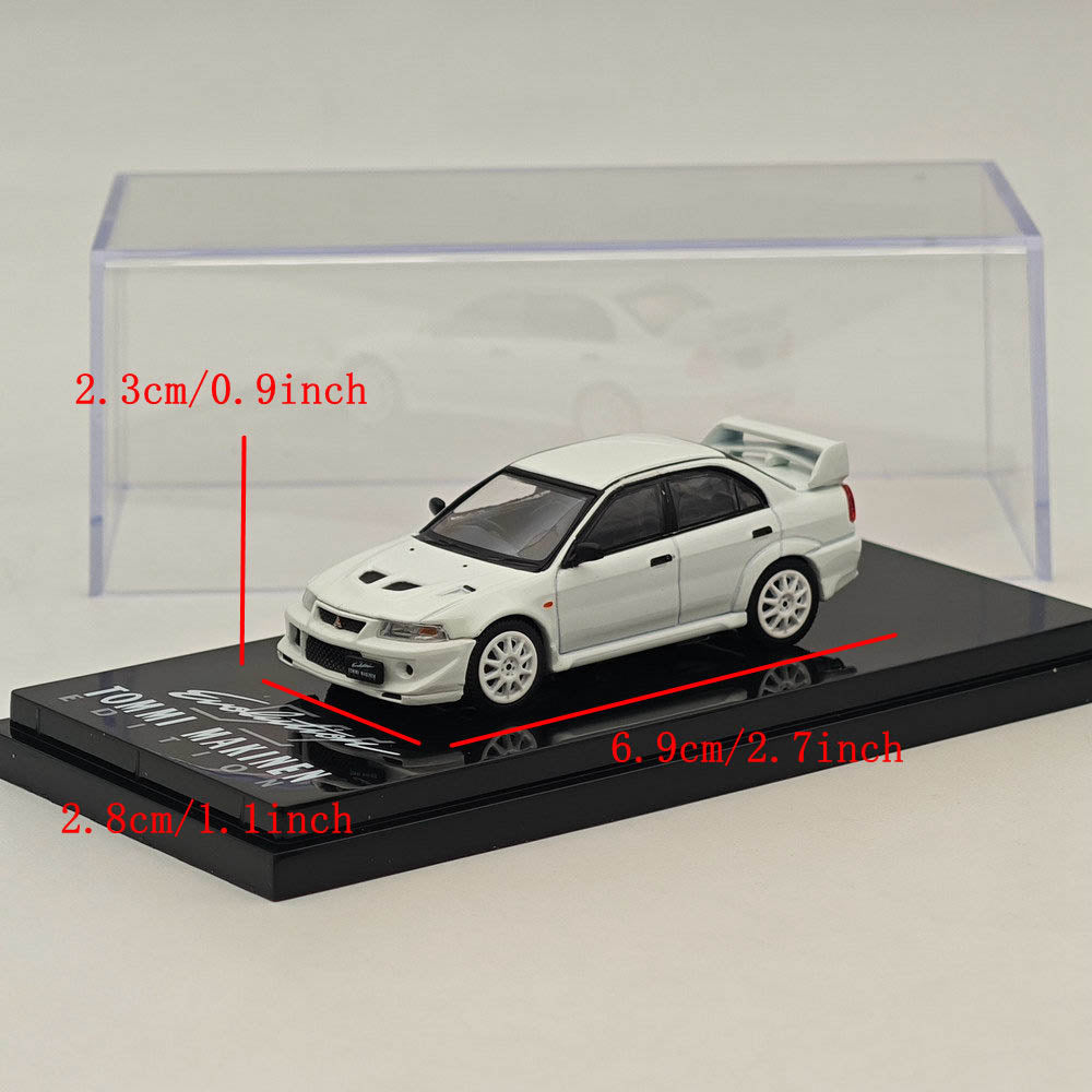 1/64 Scale Mitsubishi Lancer RS Evolution VI T.M.E Diecast Model Car - White | Hobby Japan HJ643033AW | Collectible Toy Car for Display & Racing Simulation