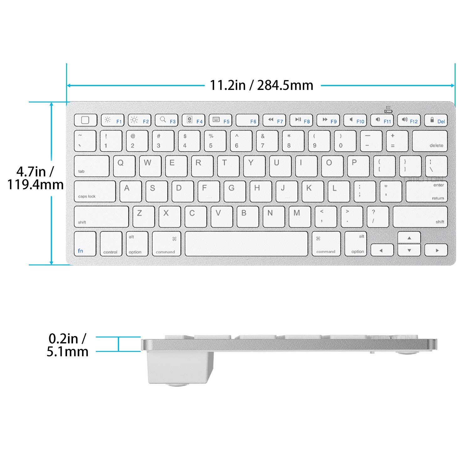 OMOTON Ultra-Slim Bluetooth Keyboard - Compatible with iPad 10th Gen, iPad 10.2 (9th/8th/7th), iPad Pro/Air/Mini (13/12.9/11 inch), iPhone & Other Bluetooth Devices - Ergonomic Wireless Keyboard for Home Office & Travel (White)