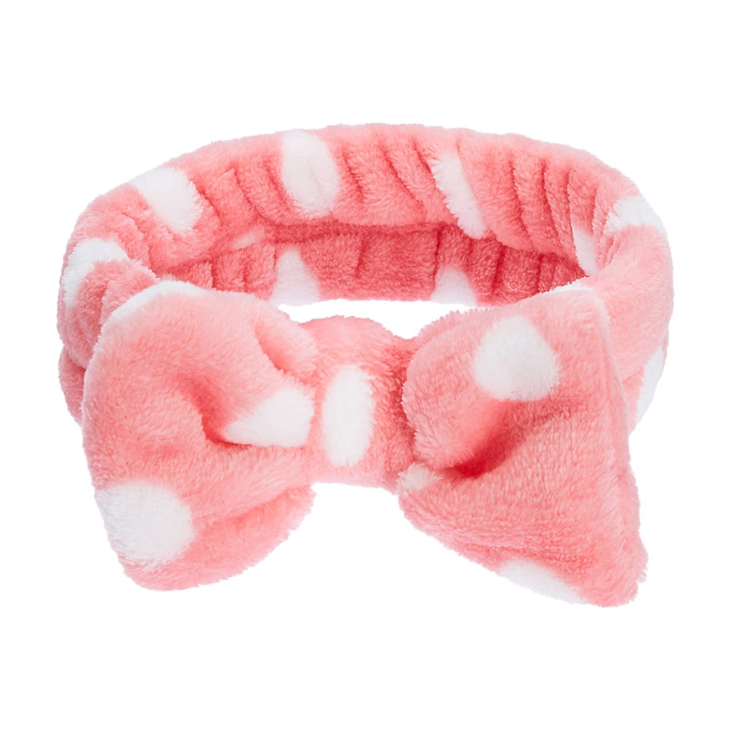 APOEM Velvet Hair Bands with Bow - Adjustable Elastic Headbands for Women (2 Pack, White & Pink) | Perfect for Makeup, Skincare, Spa & Home Relaxation