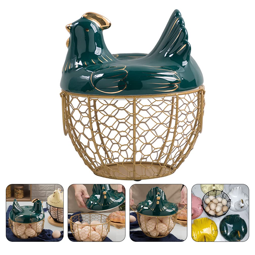 1pc Decorative Iron Art Egg Basket - Handheld Kitchen Egg Holder & Fruit Storage Basket for Farmhouse, Easter Decor, and Rustic Kitchen Organization