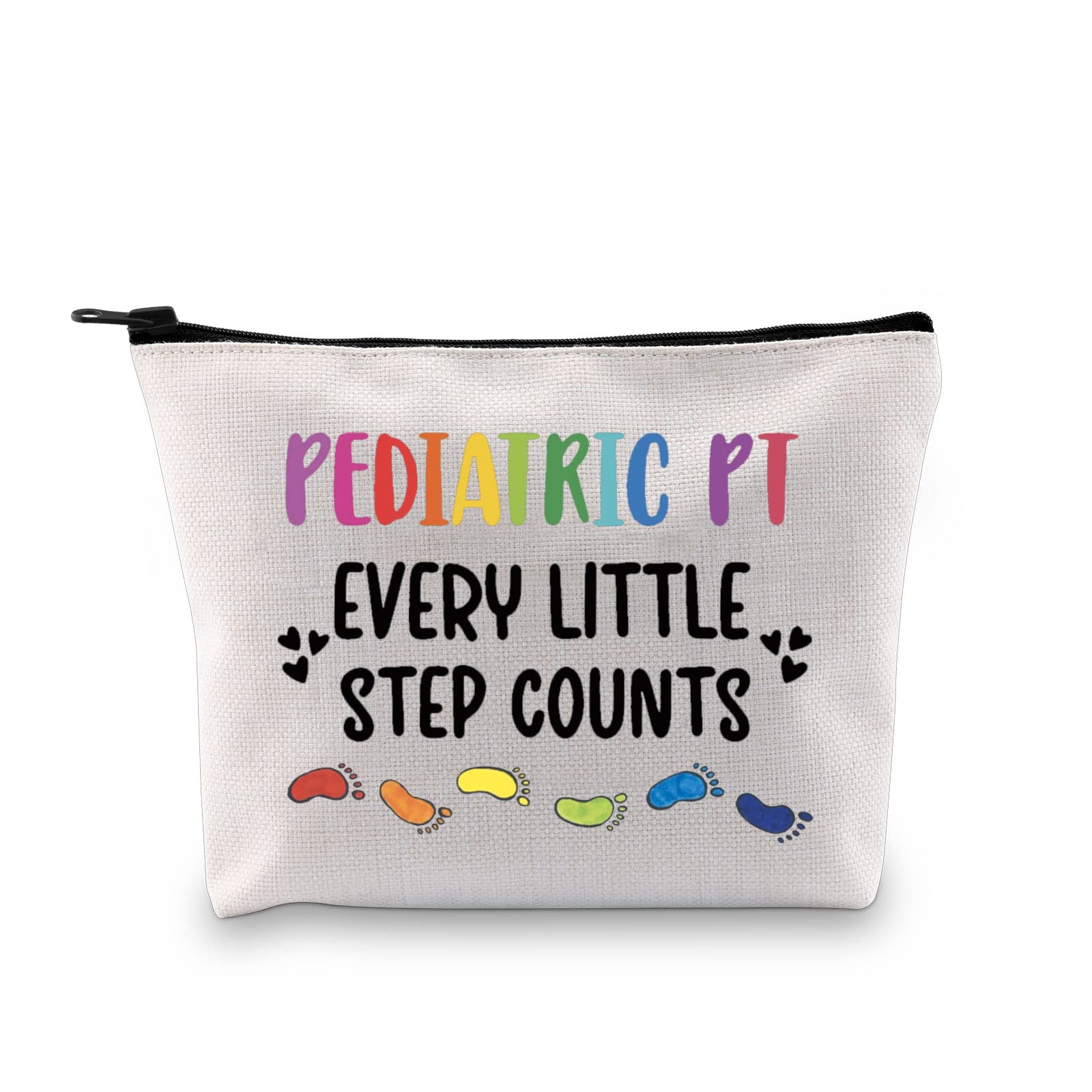GJTIM Pediatric Physical Therapist Gift - Motivational 'Every Little Step Counts' Makeup Bag for PTs & Pediatricians - Perfect for Work, Travel & Daily Use