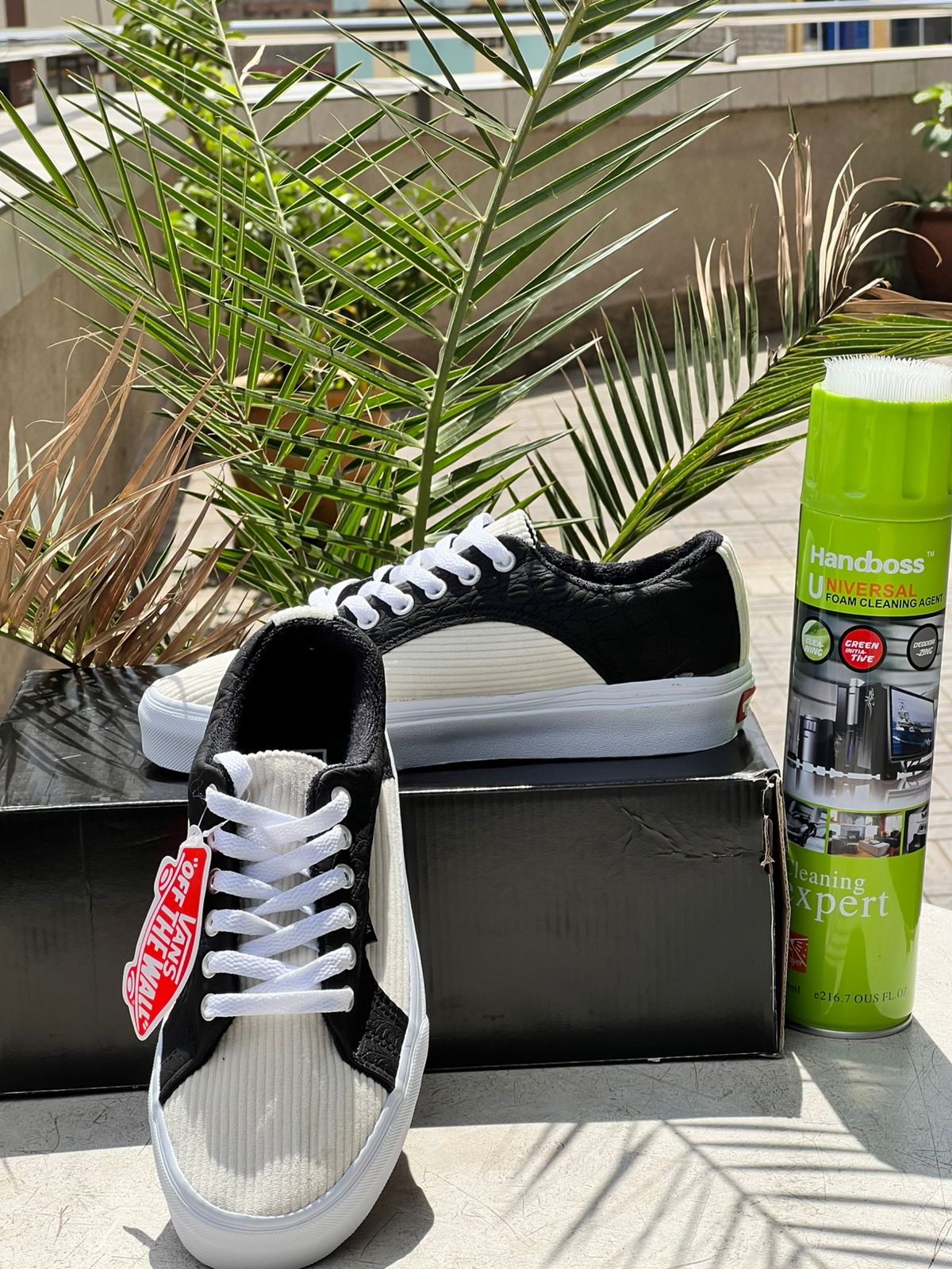 Vans Inspired Two Tone Ribbed Black & Cream Sneakers - Stylish Casual Shoes for Men & Women - Perfect for Streetwear, Skateboarding & Everyday Fashion