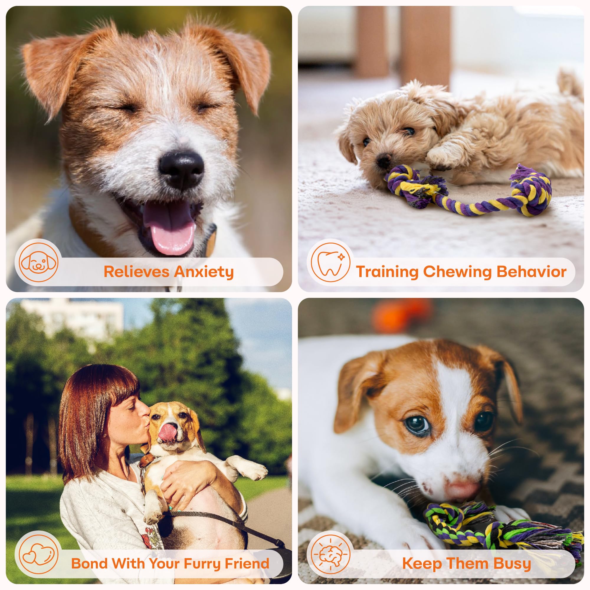 Durable 5-Pack Puppy Teething Toys for Small Dogs – Cotton Rope Chew Toys for Aggressive Chewers & Interactive Tug of War Play | Perfect for Puppy Training, Teething Relief & Bonding Time