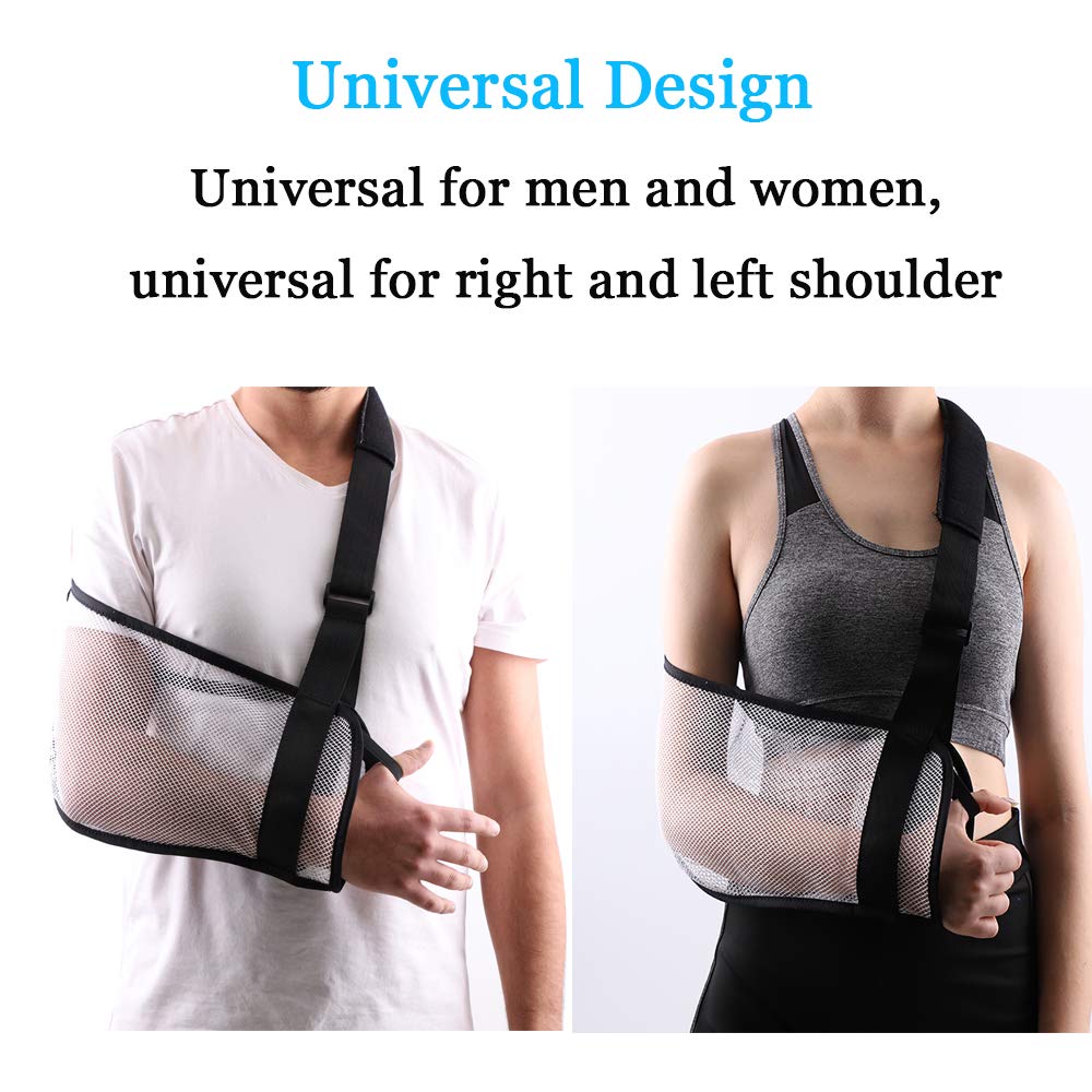 Post-Surgery Shoulder Sling - Breathable Mesh Arm Support Brace for Rotator Cuff Recovery - Adjustable Shoulder Immobilizer for Men & Women (White) - Ideal for Showering, Bathing & Daily Mobility After Shoulder Surgery
