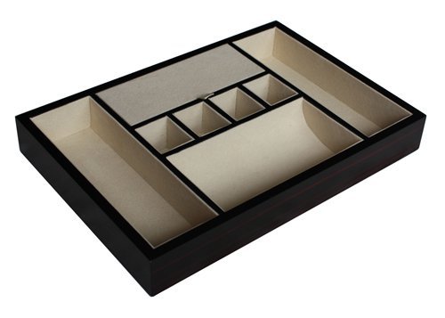 Premium Ebony Walnut Wood Valet Tray - Organizer for Keys, Phone, Jewelry & Watches | Dresser Top Catch-All for Home, Office & Travel Accessories