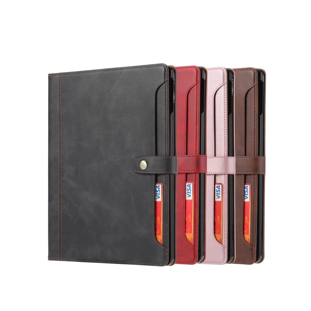 Premium Genuine Leather iPad Folio Case - Slim Protective Cover for iPad Pro/Air/Mini - Perfect for Work, Travel & Business Meetings
