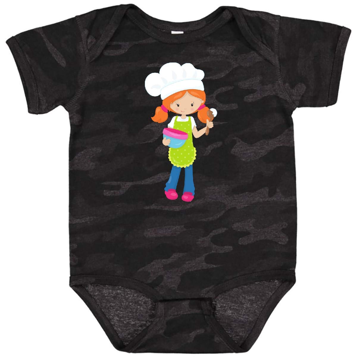 Inktastic Cute Orange Hair Baby Baker Bodysuit - Adorable Baking-Themed Outfit for Infants & Toddlers - Perfect for Baking Classes, Birthday Parties & Family Photos