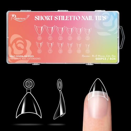 600pcs Clear Short Stiletto Nail Tips