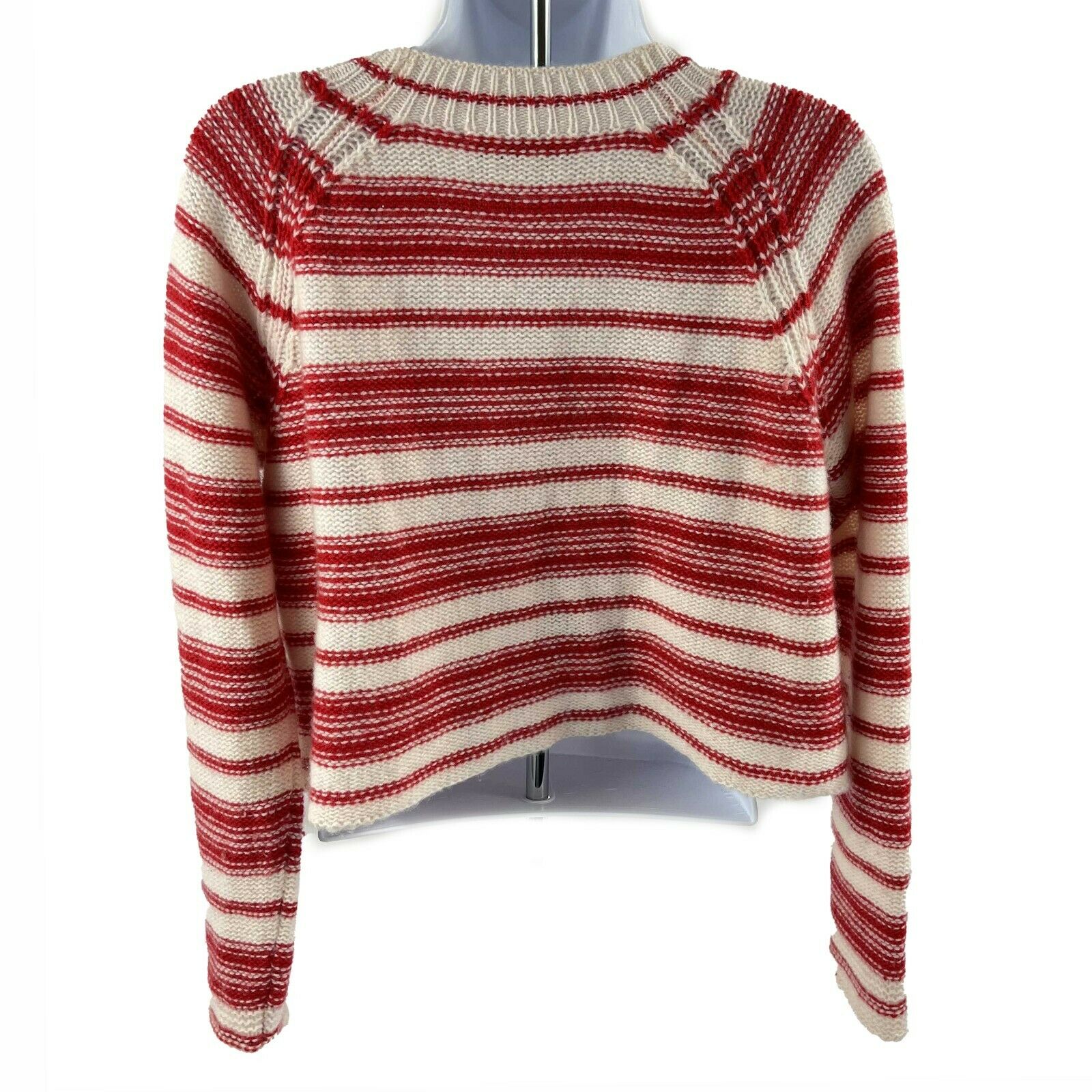 Christian Dior Knit Cropped Stripe Tassel Sweater - White & Red - Size US 4 (36) - Perfect for Casual Outings & Fashionable Layering