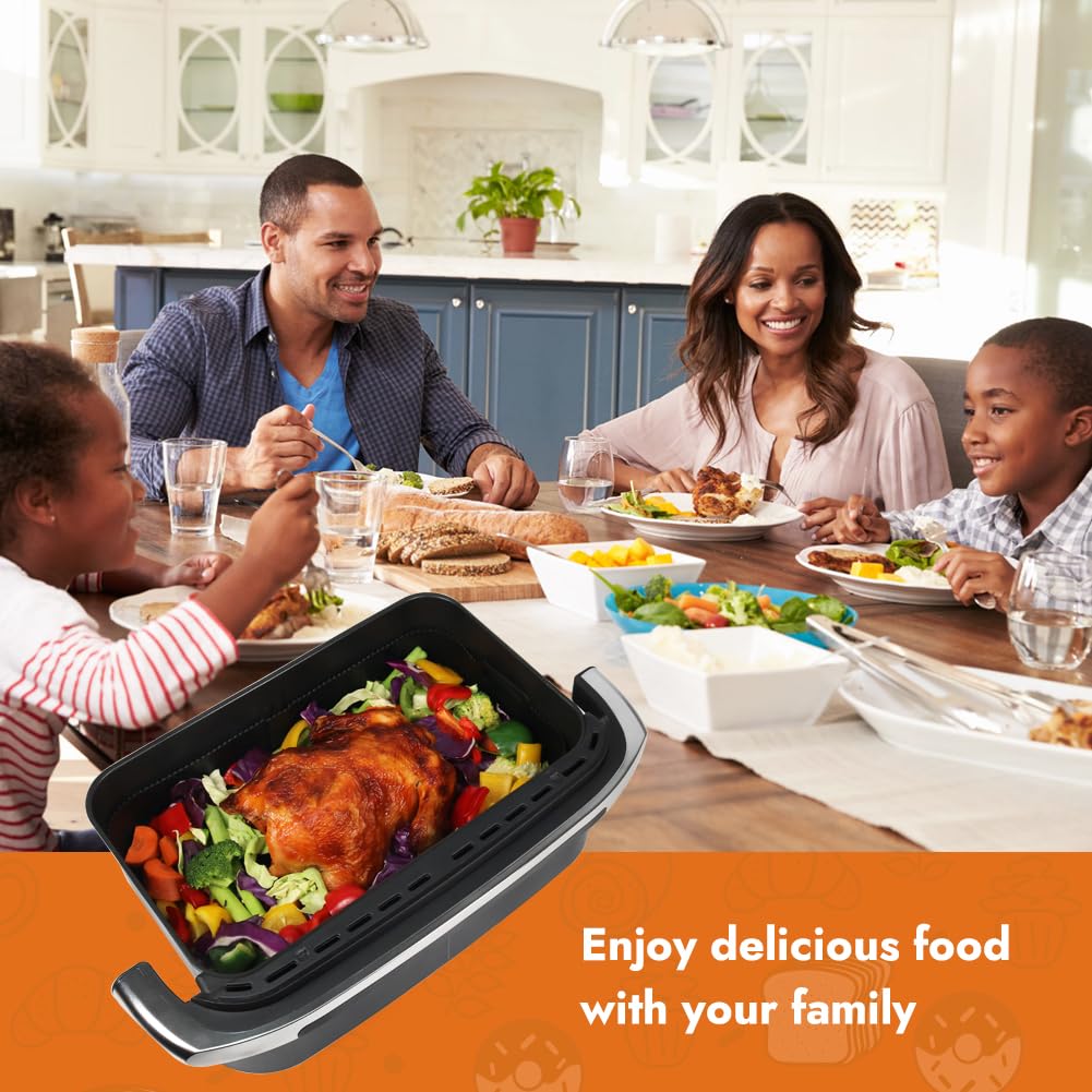 GINOYA Large Air Fryer Liners for Ninja AF500UK & Duronic AF34 - Reusable Silicone Accessories for 10.4L & 10L Air Fryers (2PCS) - Perfect for Healthy Cooking, Roasting, Baking & Frying at Home