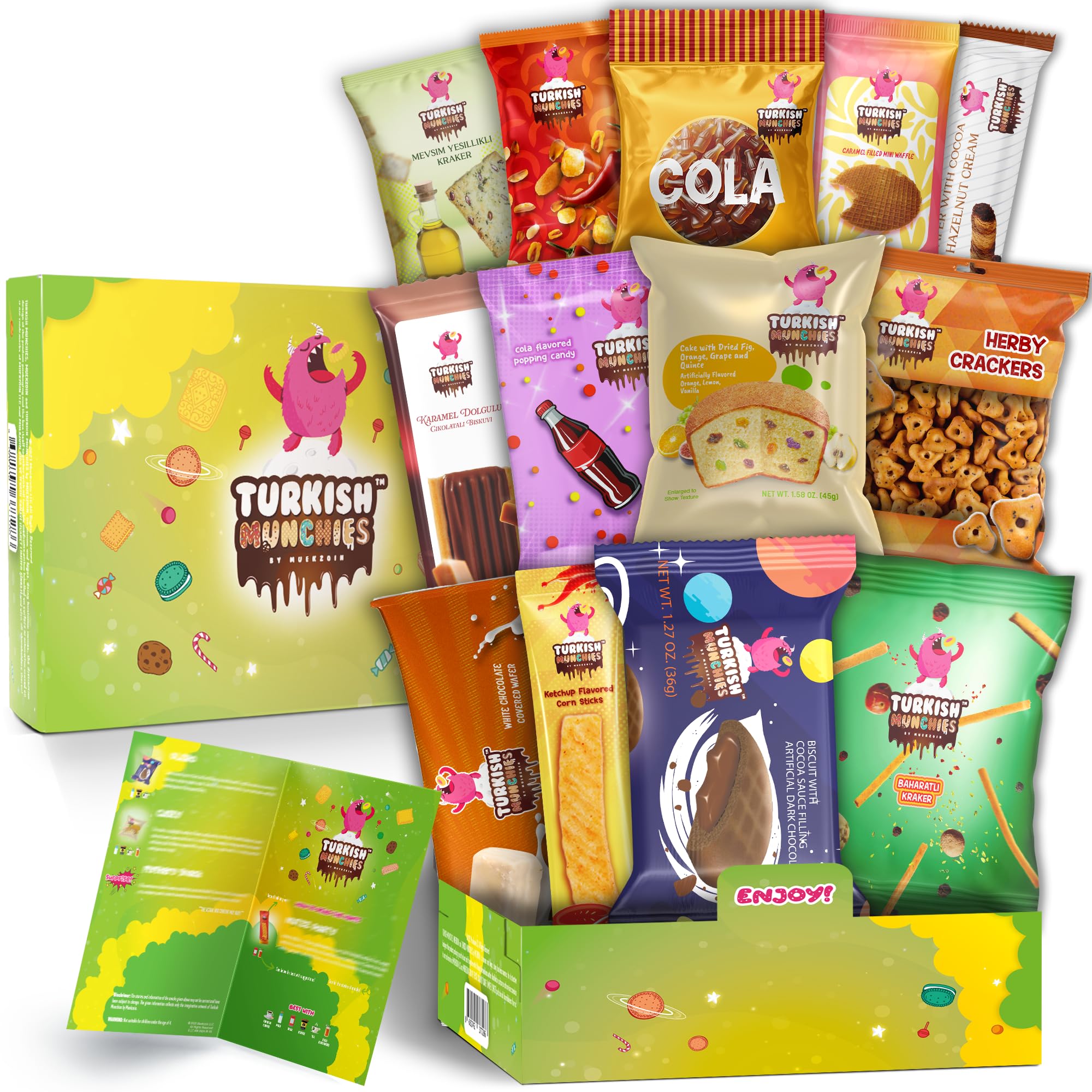 Premium International Snack Box - Exotic Global Treats & Unique Gift Set | Turkish Delights, World Candies & 12 Full-Size + 1 Bonus Snacks | Perfect for Office Parties, Travel Snacking & Cultural Food Exploration
