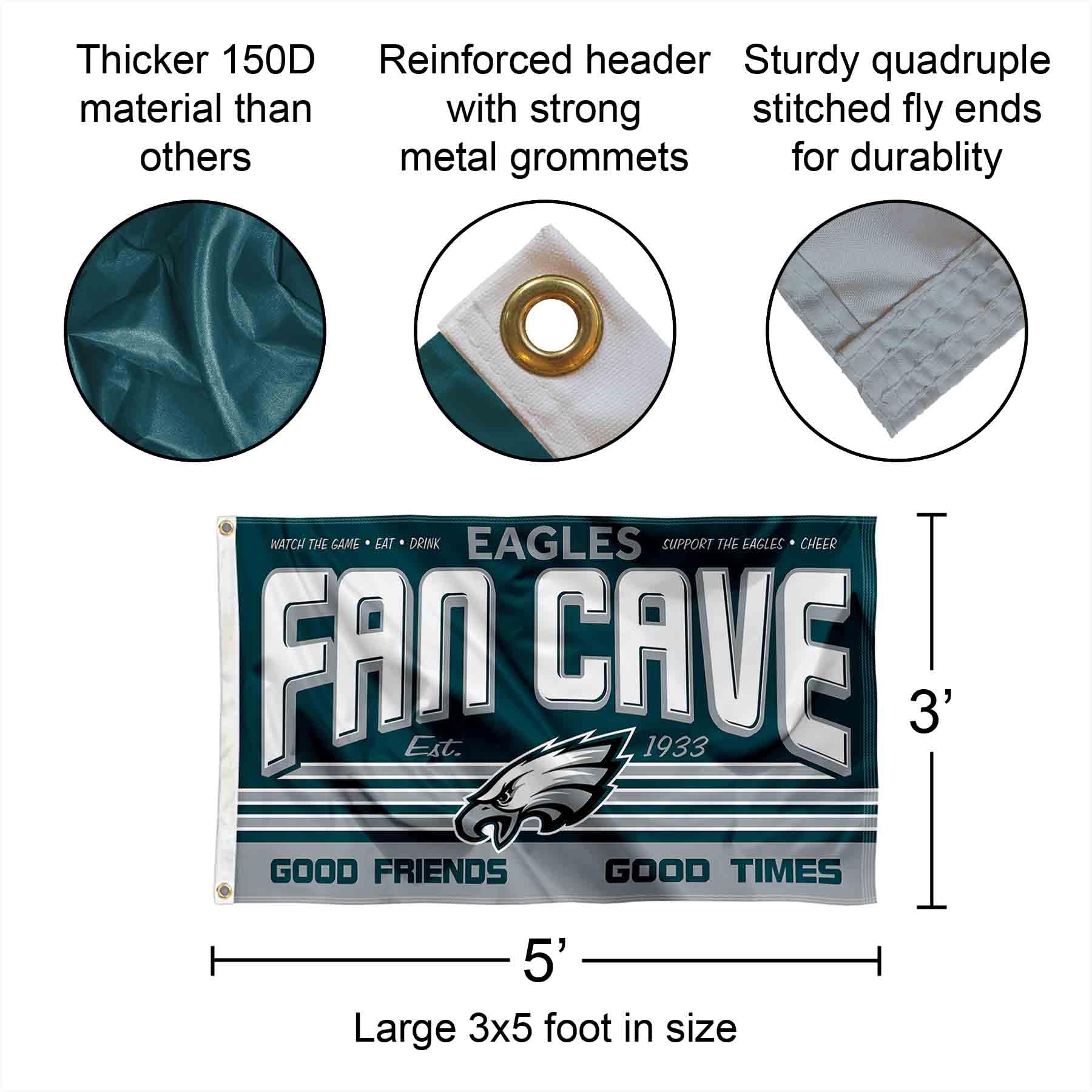 Philadelphia Eagles Man Cave Banner Flag - Premium NFL Team Decor for Game Day & Fan Cave - Perfect for Home, Office, and Tailgating Parties