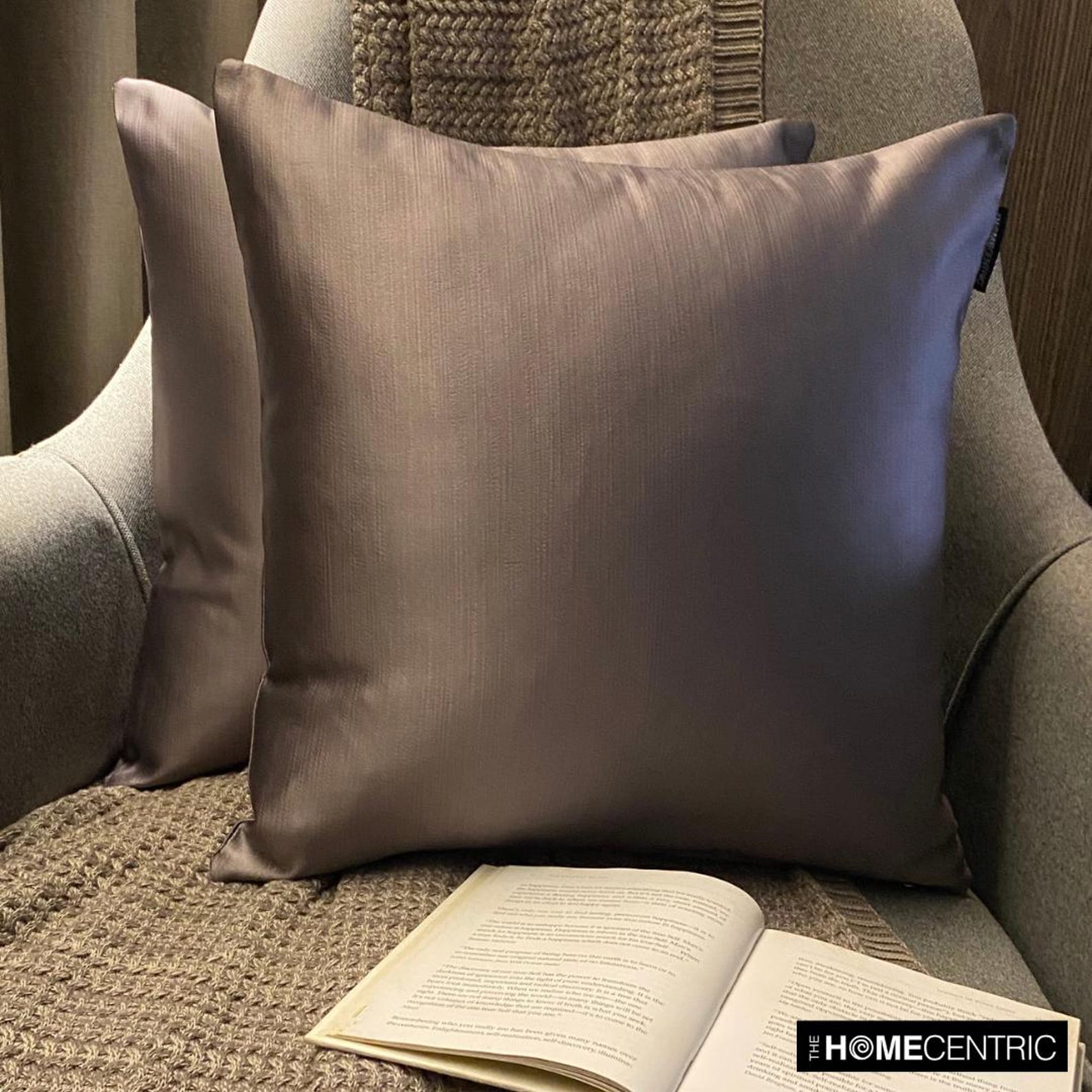 Ash Purple Slub Satin Throw Pillow Cover - Soft Textured Decorative Cushion Case for Sofa, Bed & Home Decor