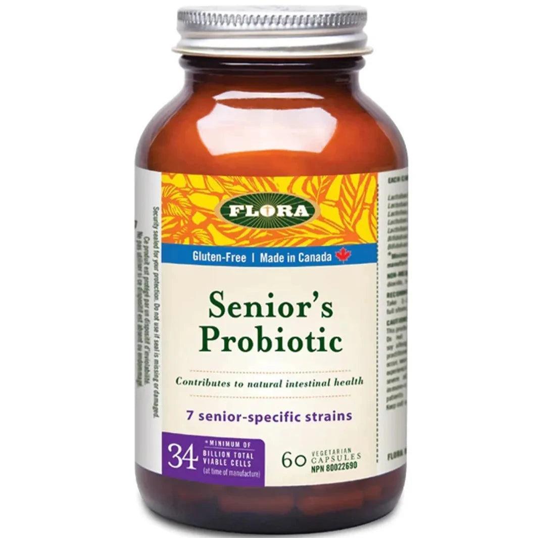 Flora Seniors Probiotic 60 Veg Caps - Super Advanced Adult Probiotic Supplement for Digestive & Immune Health - Supports Gut Flora Balance for Seniors & Adults
