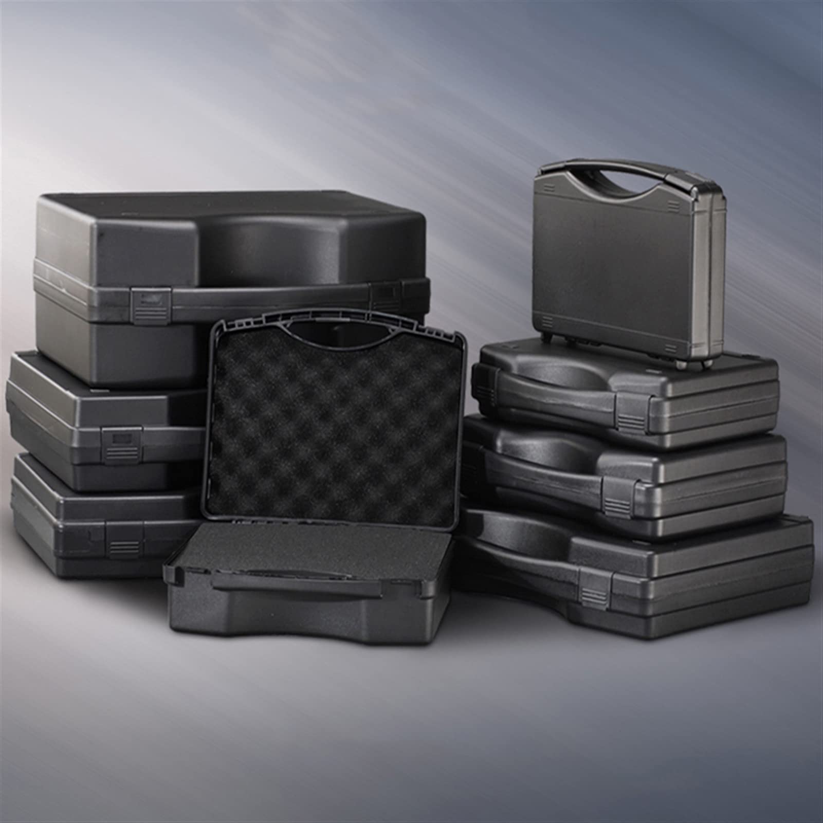 Shockproof Portable Plastic Tool Box with Pre-Cut Foam - 250x210x70mm Safety Hardware Storage Case for Tools & Equipment - Ideal for Construction, DIY Projects & Professional Worksite Organization