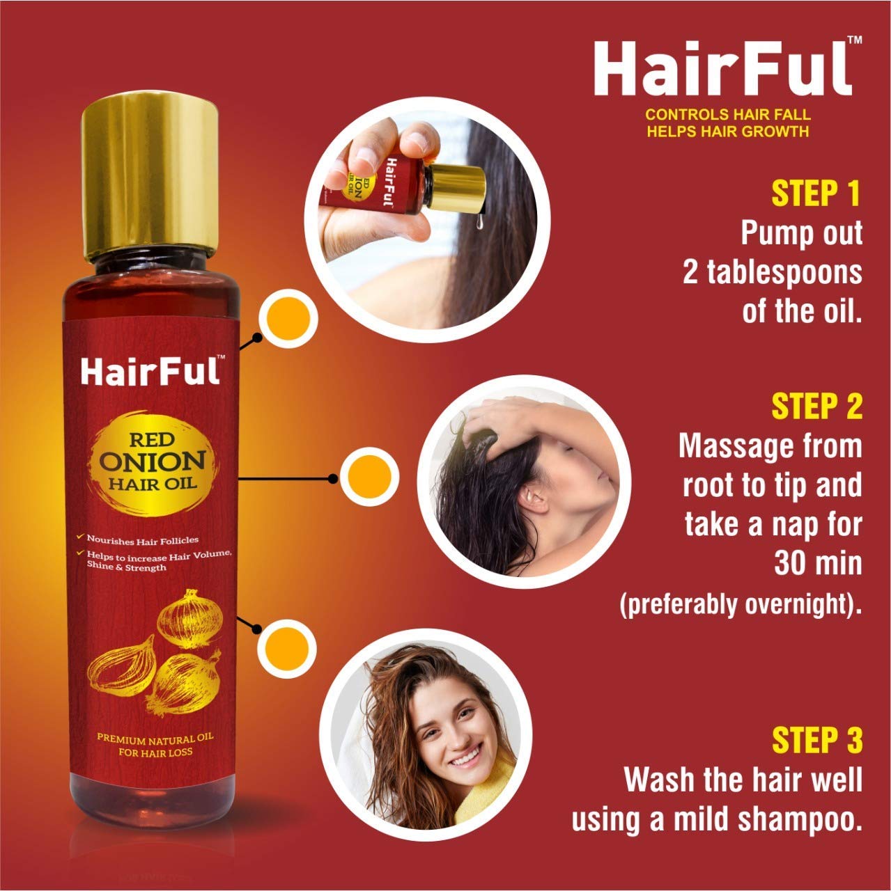 Red Onion Hair Oil for Hair Growth & Scalp Health - Stops Hair Fall, Strengthens Hair, Promotes Thicker & Healthier Hair (120ml) - Perfect for Daily Hair Care & Scalp Nourishment