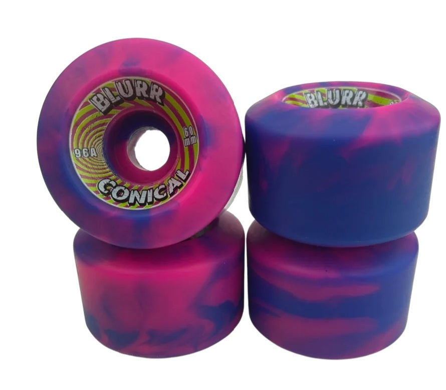 Vision Blurr Wheels 60mm 96A (90A) Reissues - Pink Purple Swirl Skateboard Wheels for Park, Street & Cruising