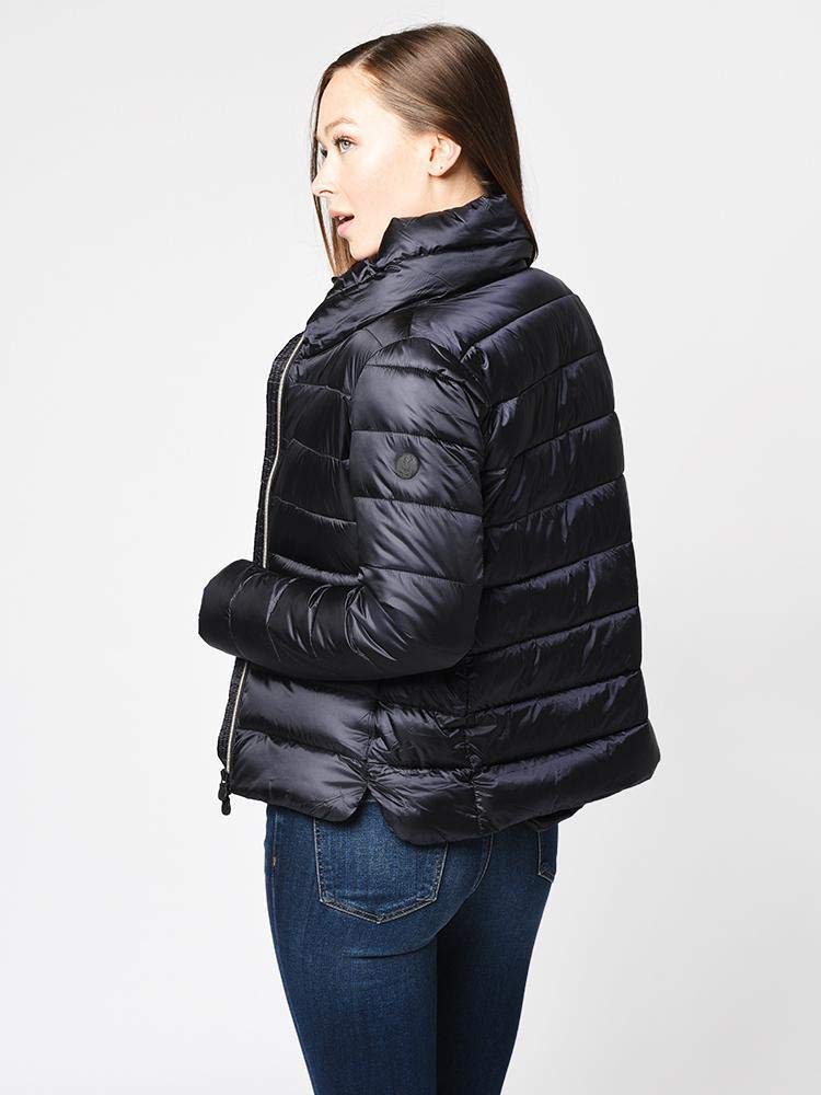 Save The Duck Women's IRIS Stand Collar Jacket - Lightweight Waterproof Winter Coat, Black Size 3-L - Perfect for Outdoor Activities & Urban Commuting