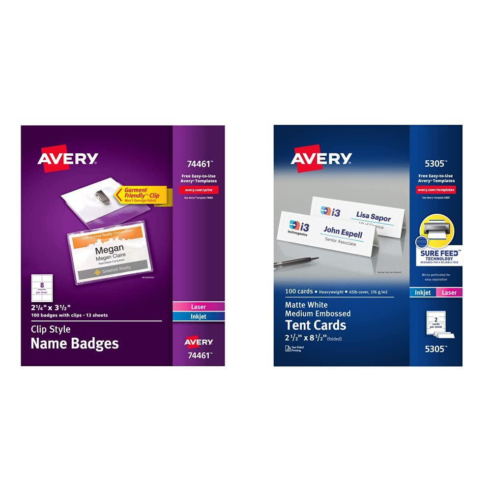 Avery Clip Name Badges & Printable Tent Cards - 2.25