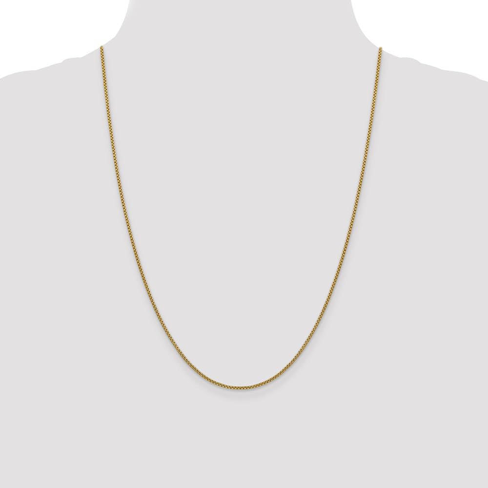 1.5mm 14k Yellow Gold Hollow Round Box Chain Necklace - The Black Bow - Perfect for Everyday Wear & Special Occasions