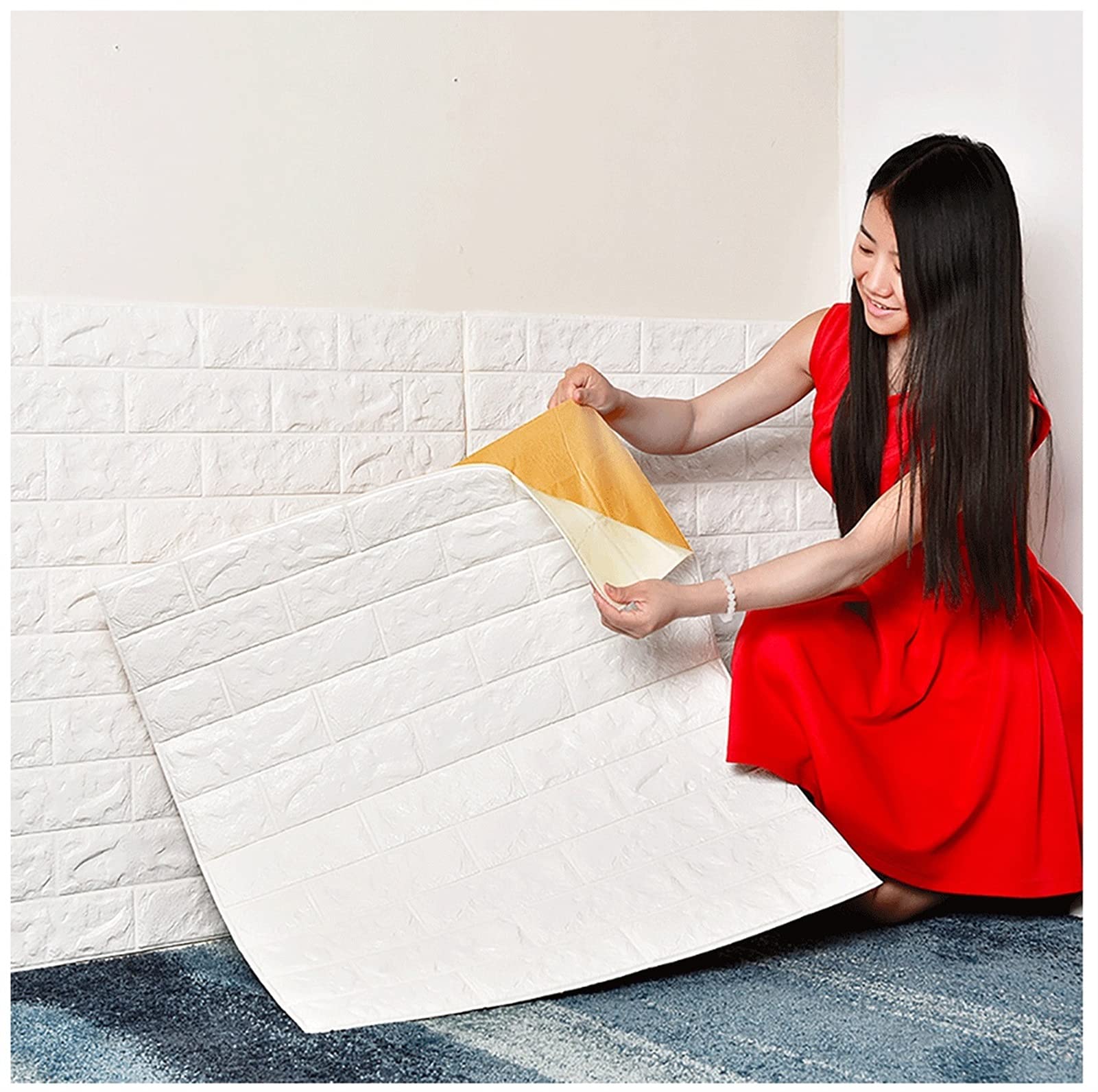 3D Brick Wall Stickers Peel and Stick - 10/20pcs White Brick Wallpaper Panels for Bedroom, Living Room, TV Wall - Modern Self-Adhesive Wall Decor (70x77cm) - Perfect for Accent Walls, Home Renovation, and DIY Interior Design Projects
