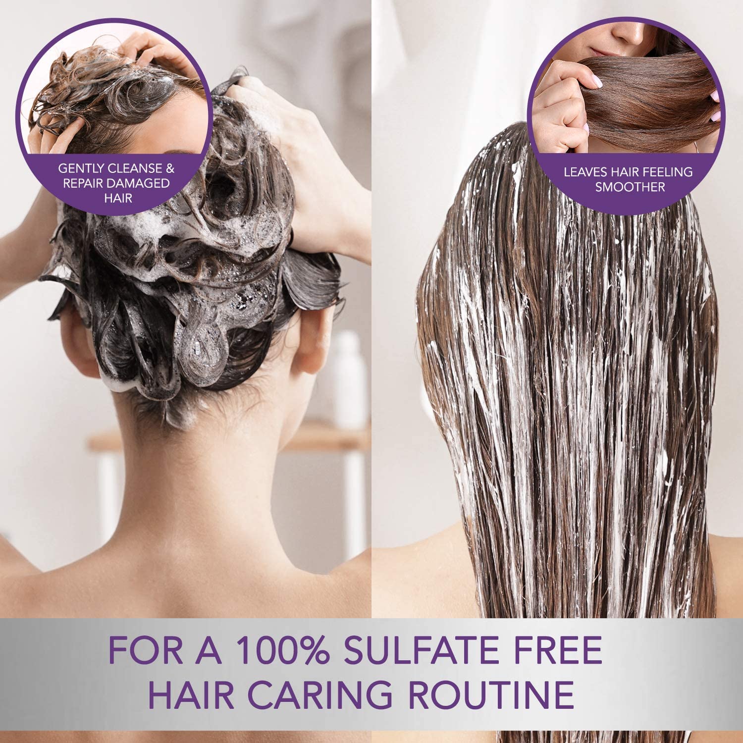 Silk Keratin Shampoo & Conditioner Set - Sulfate-Free Smooth Protection Shampoo & Hydrating Conditioner (27oz) for Dry, Damaged Hair - Salon Quality Hair Care for Frizz Control & Shine Enhancement | Perfect for Daily Use & Color-Treated Hair