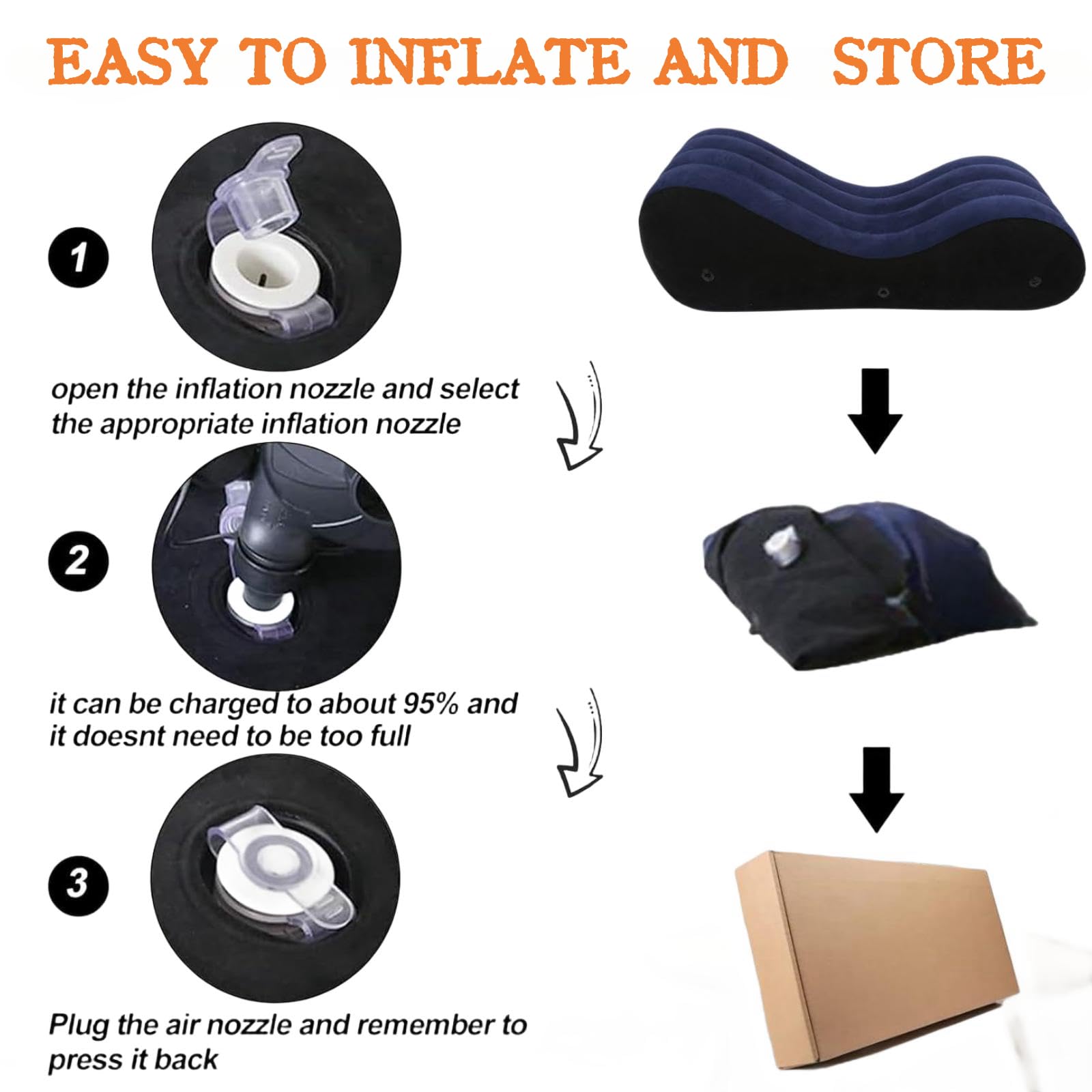 Inflatable Sex Sofa Chair - Portable PVC Rubber Nylon Adult Furniture for Deeper Positions, Travel & Exercise - Waterproof Flocking Bed for Couples, Home Use & Hotels