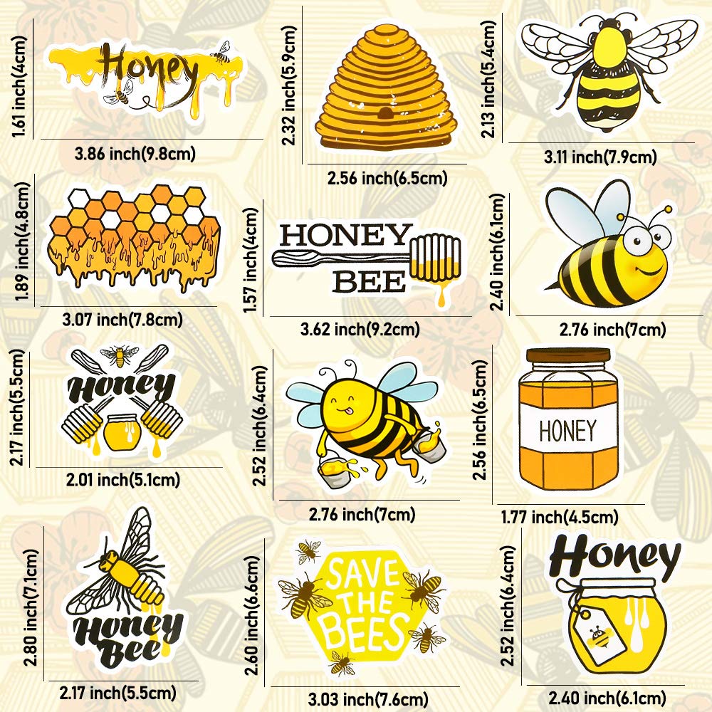 QTL 50Pcs Cute Honey Bee Stickers for Kids - Waterproof Vinyl Decals for Laptop, Water Bottle, Notebook | Fun School Supplies & DIY Crafts for Teens, Girls & Boys