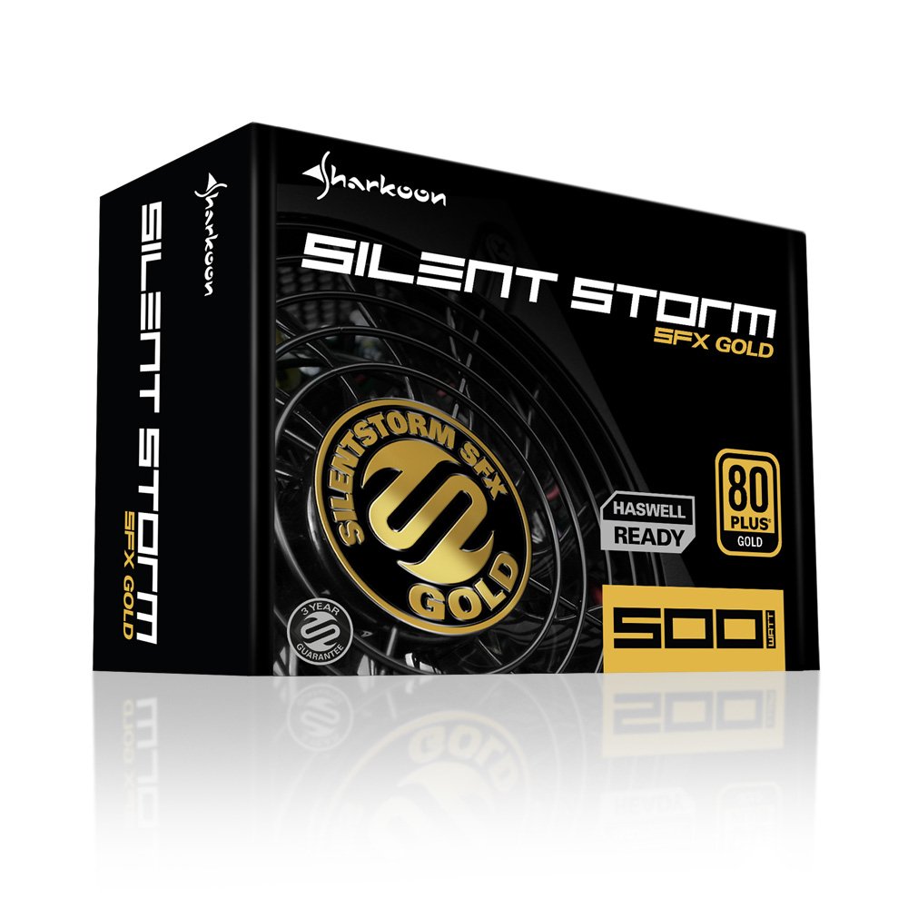 Sharkoon SilentStorm SFX Gold 500W Power Supply - 80 Plus Gold Certified, Fully Modular, Silent Fan - Perfect for Mini-ITX & Small Form Factor PC Builds, Home Office & Gaming Rigs