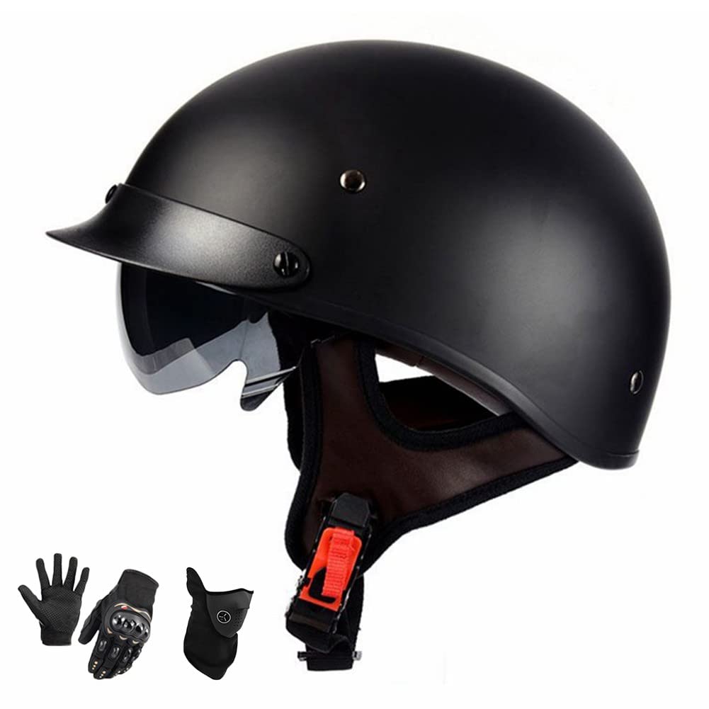 **DOT/ECE Certified Retro Motorcycle Half Helmet with Sun Visor - Lightweight ABS Shell, Stylish Half-Open Design for Men & Women (55-63cm) - Perfect for Cruiser, Scooter & Urban Riding**