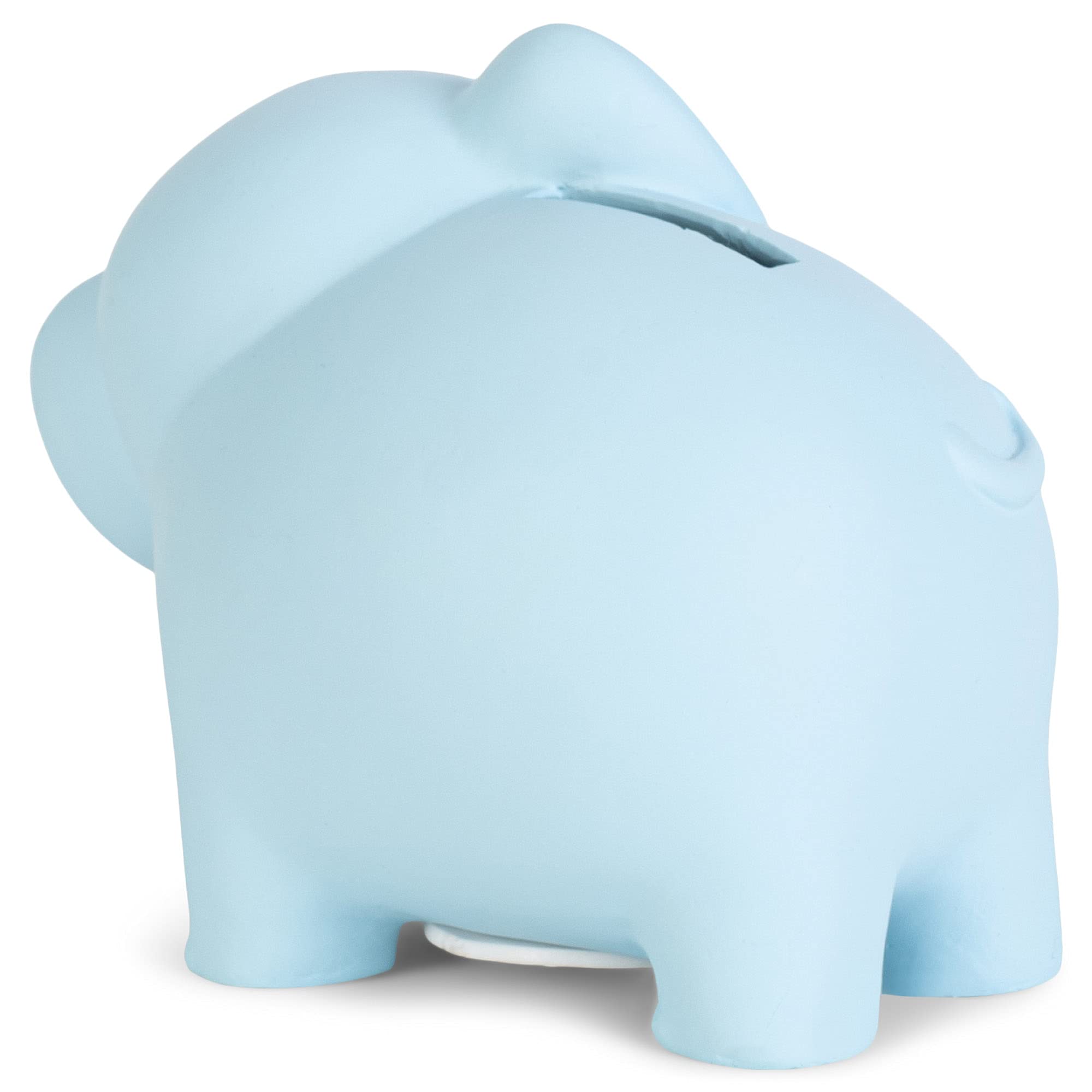 Soft Blue Friendly Elephant 4 Inch Resin Piggy Bank - Cute Money Saving Coin Bank for Kids Room Decor, Birthday Gifts & Home Savings Jar