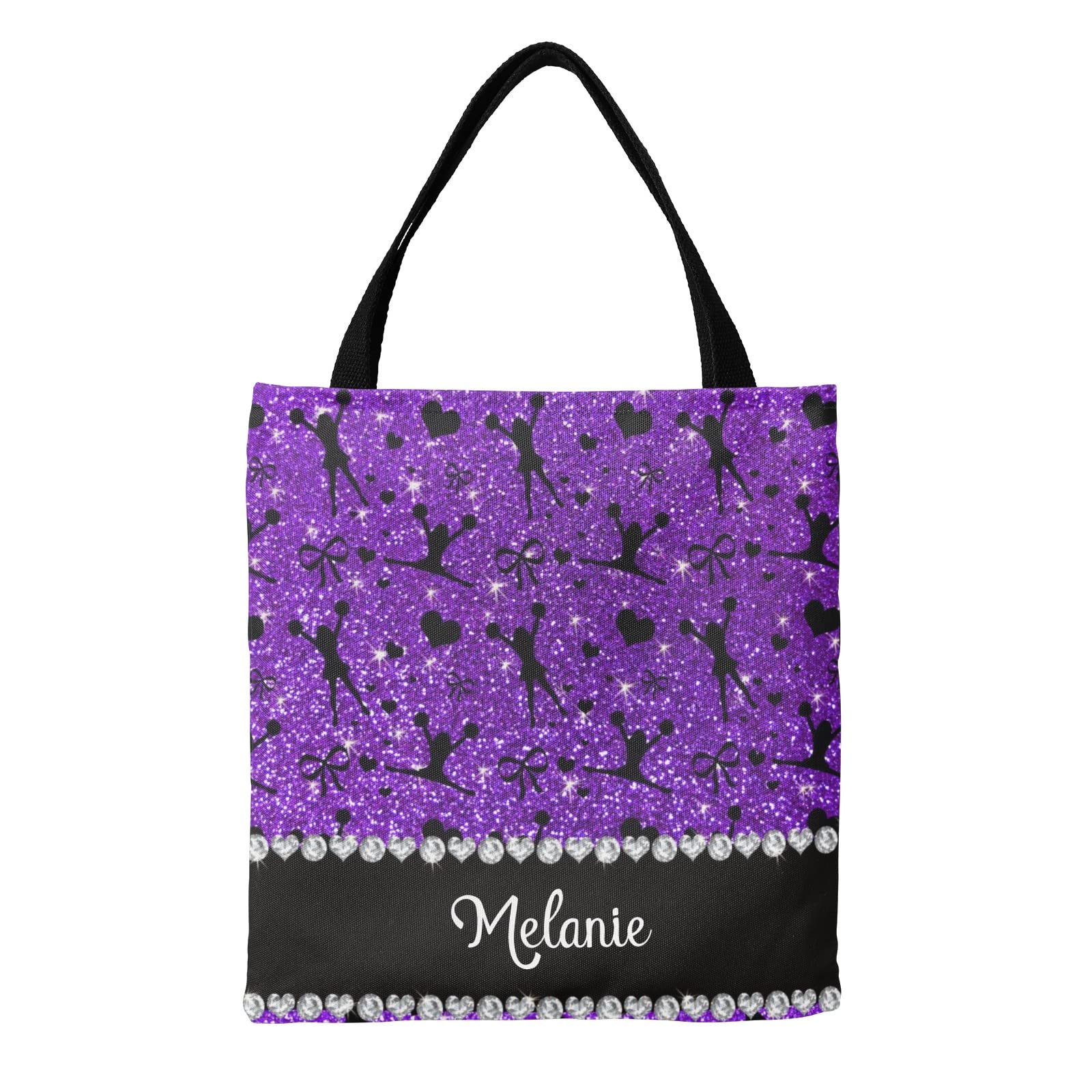 Custom Glitter Animal Leopard Print Canvas Tote Bag - Reusable Shoulder Bag for Women, Work, Lunch, School & Travel - Eco-Friendly Shopping Tote for Groceries, Beach & Daily Use