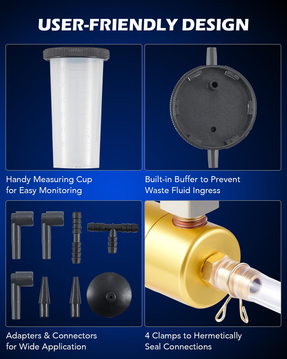Orion Motor Tech Brake Bleeder Kit - Hand Vacuum Pump with Adapters & Pressure Gauge - Universal Brake Fluid & Power Steering Fluid Bleeding Tool - Perfect for DIY Car Maintenance, Motorcycle & Truck Repair