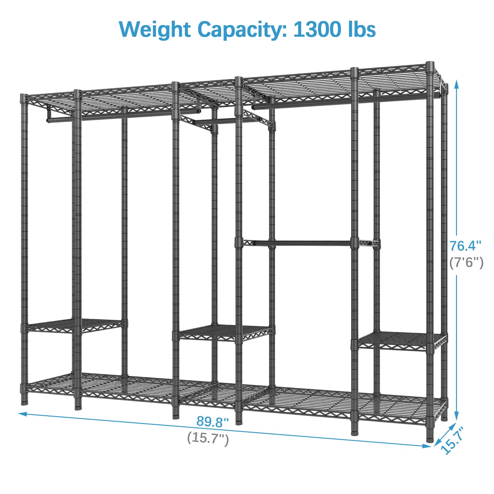 VIPEK V50 Heavy Duty Portable Closet - Extra Large Freestanding Wardrobe with 1300lbs Capacity | Metal Clothing Rack for Bedroom, Closet Organizer & Clothes Storage | Perfect for Apartments, Dorms and Temporary Housing
