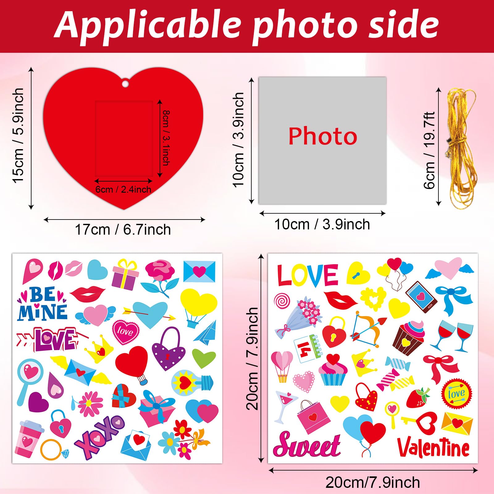 36 Sets Valentine's Day Craft Kit for Kids - DIY Heart Picture Frame, Valentine Photo Frame Arts & Crafts Kit for Home, Classroom, Kindergarten Party, Art Activity - Perfect for Gifts & School Projects