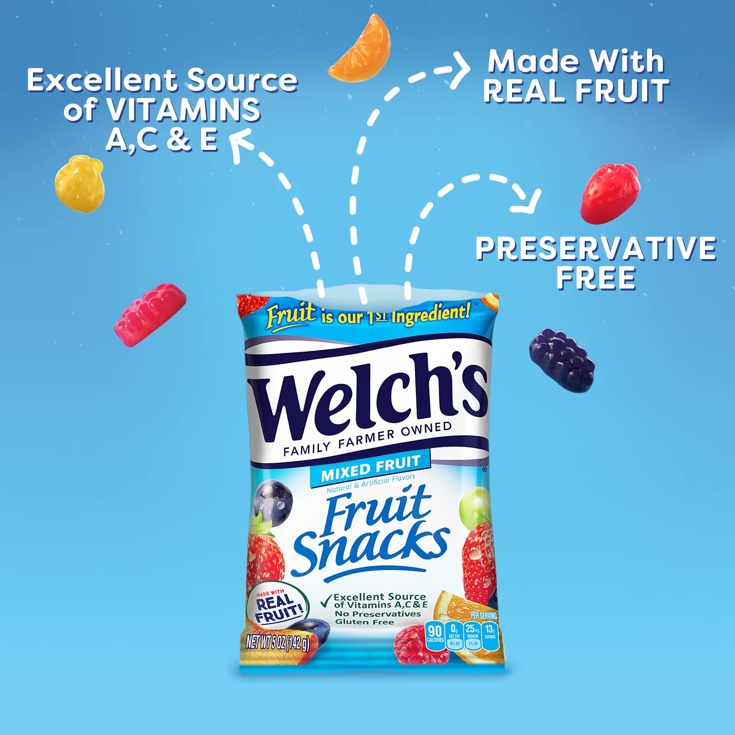 Welch's Fruit Snacks Variety Pack - Mixed Fruit, Berry Blast & Berries 'N Cherries - 12 Single Serve Bags (4oz & 5oz) | Healthy Kids Snacks for School Lunch, Travel & On-the-Go