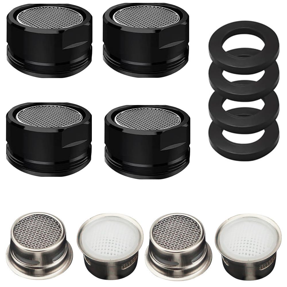 Black M24 Kitchen Faucet Aerator - 4 Pack Water Saving Sink Filter for Black Faucets