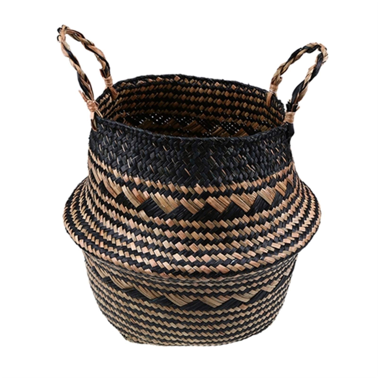 Handmade Woven Rattan Basket - Foldable Storage Organizer for Flowers, Garments & Home Decor (32x28cm, Natural Color) | Perfect for Bathroom, Bedroom, Closet & Wall Hanging Storage