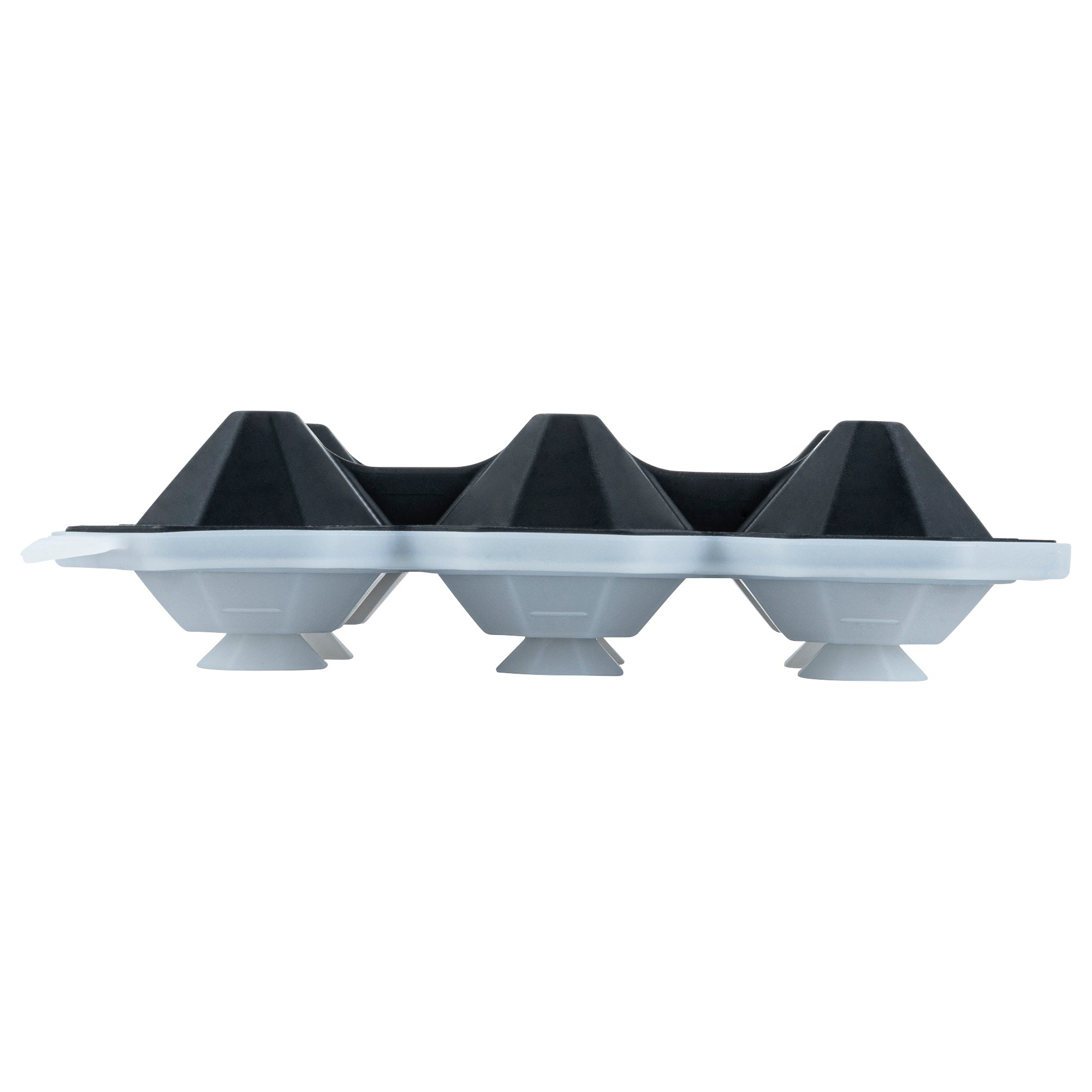 Premium Black Silicone Ice Cube Tray - 6 Diamond-Shaped Compartments (2