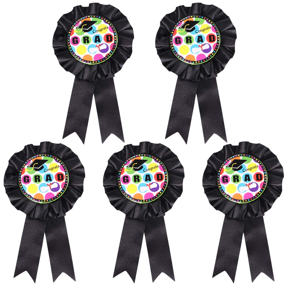 VALICLUD Graduation Gift Set - 5pcs Creative Tinplate Brooches, Fashion Graduation Badges & Enamel Pins (Black) - Perfect for Graduation Ceremonies, Yearbook Photos, and Academic Celebrations