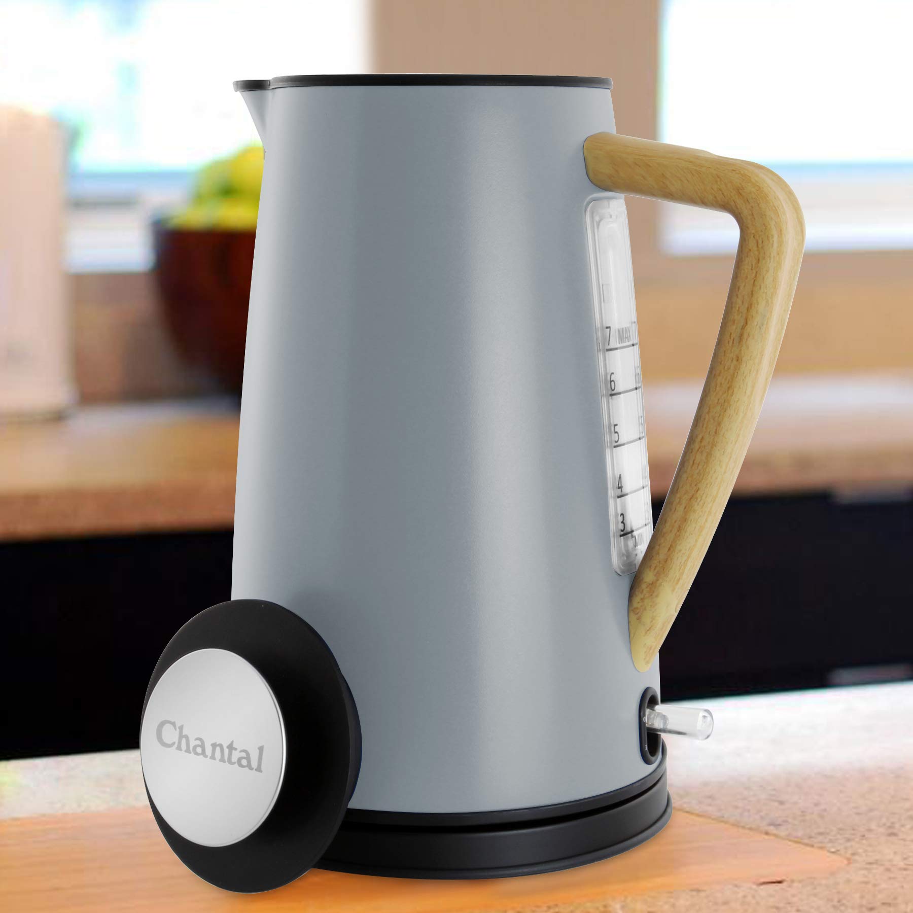 Chantal Oslo Cordless Electric Kettle - 1.7L Stainless Steel Fast Boiling Water Heater with Auto Shut-Off & Boil-Dry Protection - Fog Grey - Perfect for Home, Office & Tea/Coffee Brewing