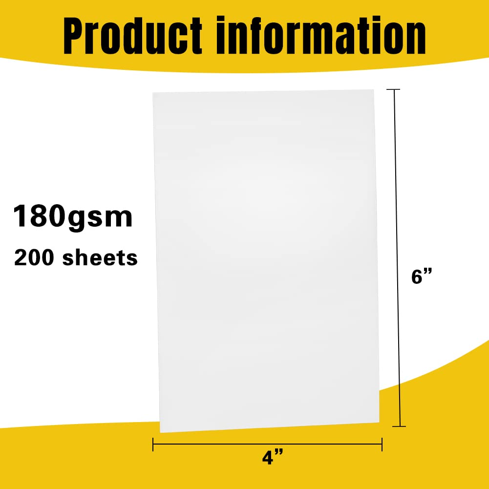 200 Sheets 4x6 Inch Glossy Photo Paper for Inkjet Printers - 180 GSM High-Quality Printer Paper for Photos, Flyers, Calendars & Birthday Banners | Perfect for Home Printing, Scrapbooking & DIY Projects