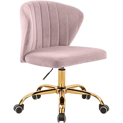 Scranton & Co Swivel Adjustable Pink Velvet and Gold Office Chair - Ergonomic Home Office Desk Chair with Wheels for Women, Girls, Teens - Perfect for Work, Study, Gaming, and Dorm Room Decor