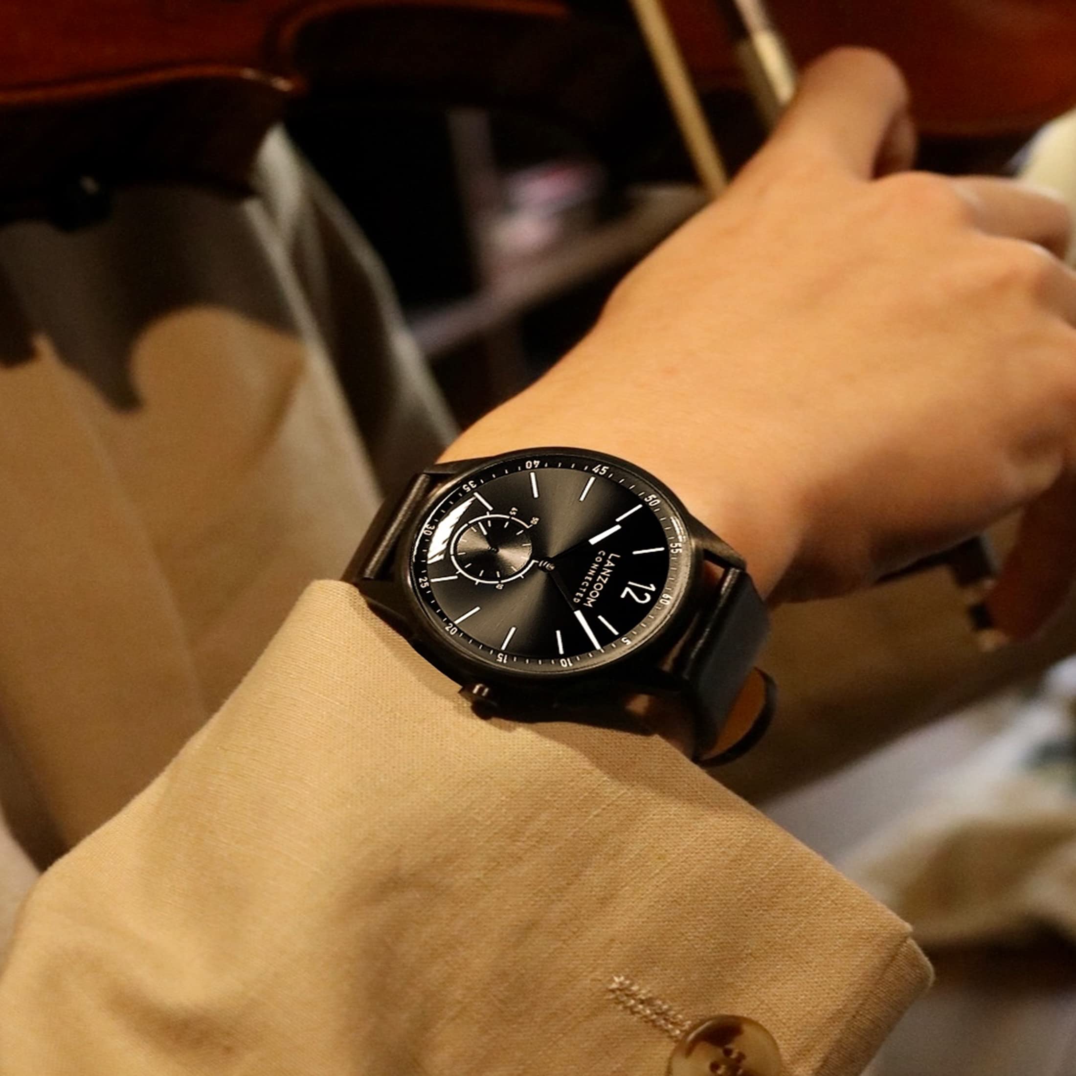 LANZOOM Men's Slim Minimalist Quartz Watch - Stainless Steel Case with Genuine Leather Strap, Water Resistant Dress Watch for Business, Casual & Formal Occasions - Perfect Gift for Father's Day, Valentine's Day, Anniversary, Birthday & Christmas