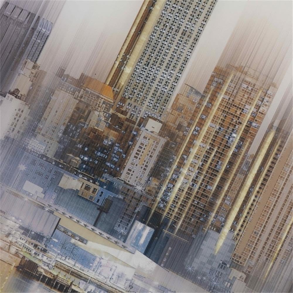Wayborn Glimmering City Day Framed Wall Art - Modern Urban Landscape Painting for Living Room, Bedroom & Office Decor