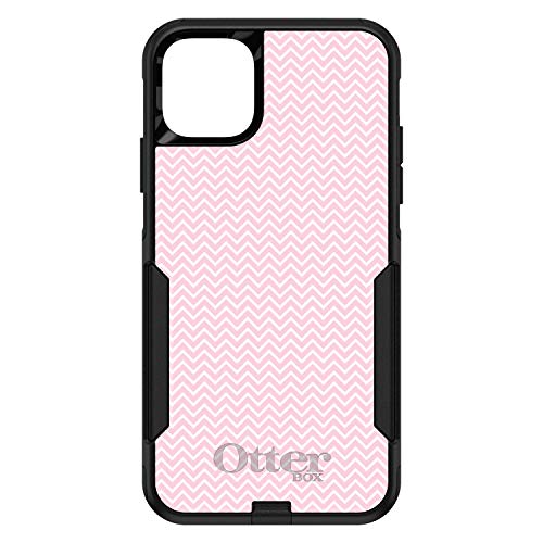 Pink & White Thin Chevron Pattern On Black Case