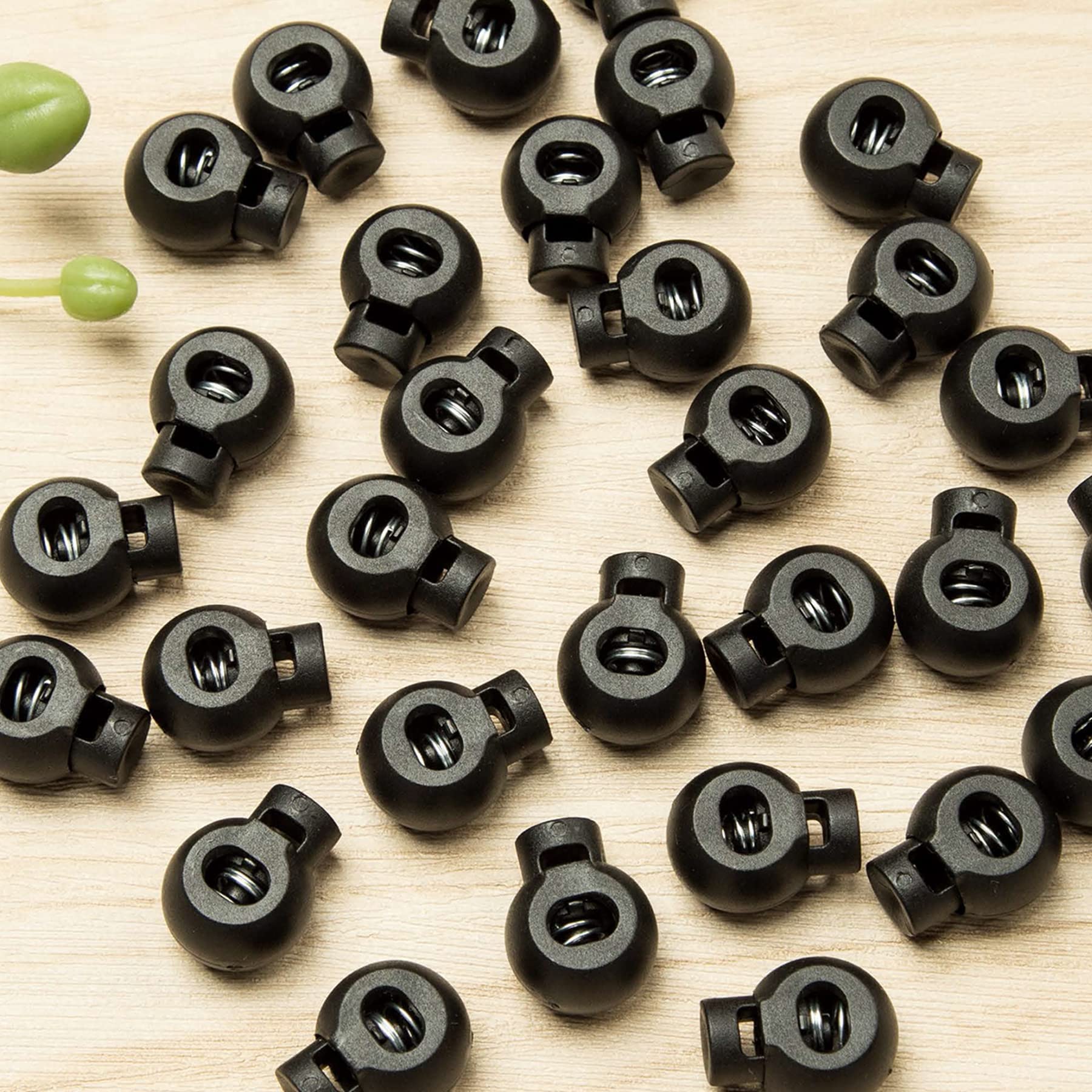 J.CARP 30Pcs Ball Shape Plastic Cord Locks & 30Pcs Heavy Duty Black Cord Locks for Backpacks, Hoodies, Jackets, and Outdoor Gear - Secure Drawstring Adjusters for Bags, Clothing, and Camping Equipment